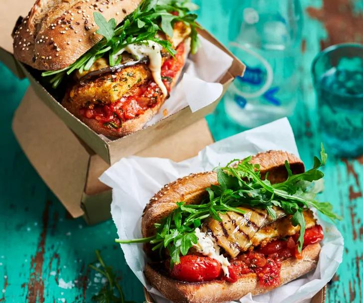 Haloumi schnitzel sandwiches