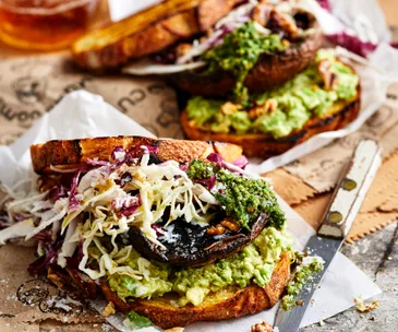 Mushroom and pesto toasted sandwiches