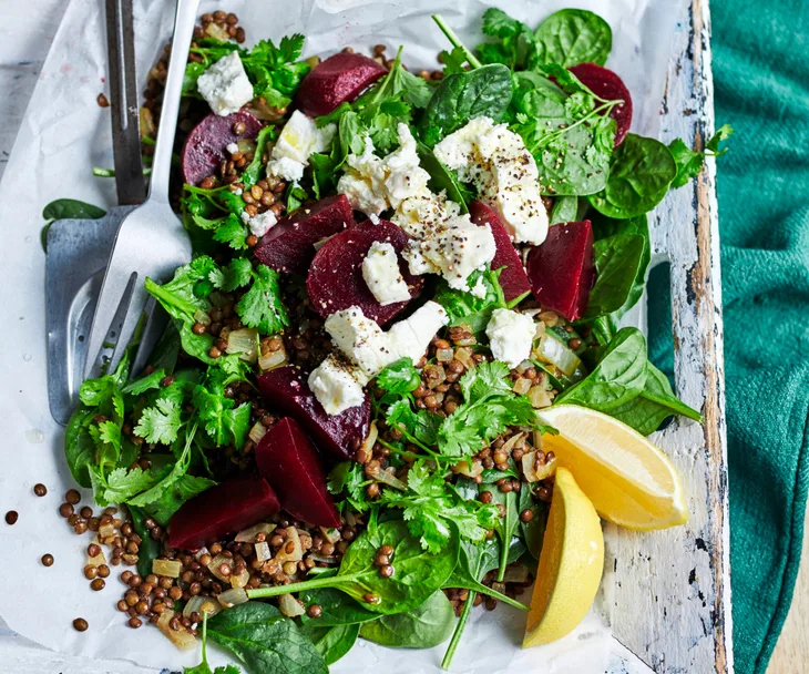 Spiced lentils and beetroot with dill yoghurt