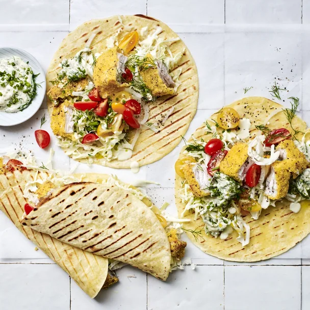 air fryer crumbed fish tacos