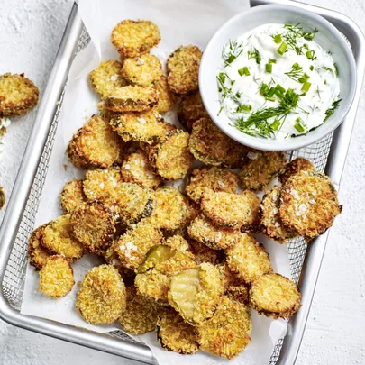 Air fryer pickle chips with ranch dipping sauce