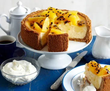 Baked orange and passionfruit cheesecake
