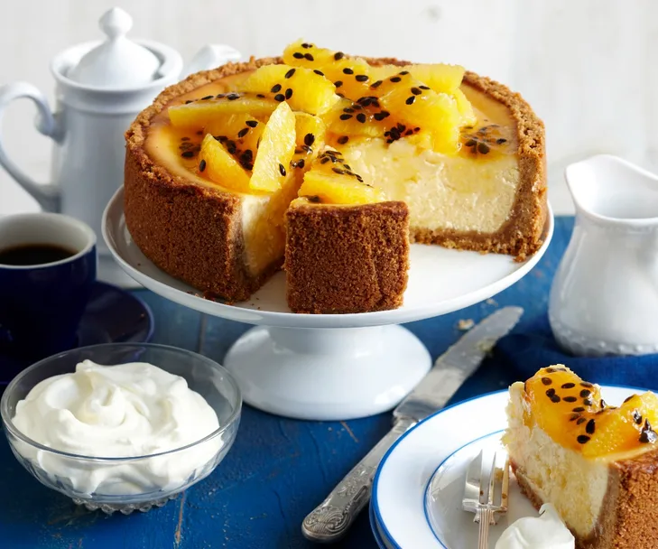 Baked orange and passionfruit cheesecake