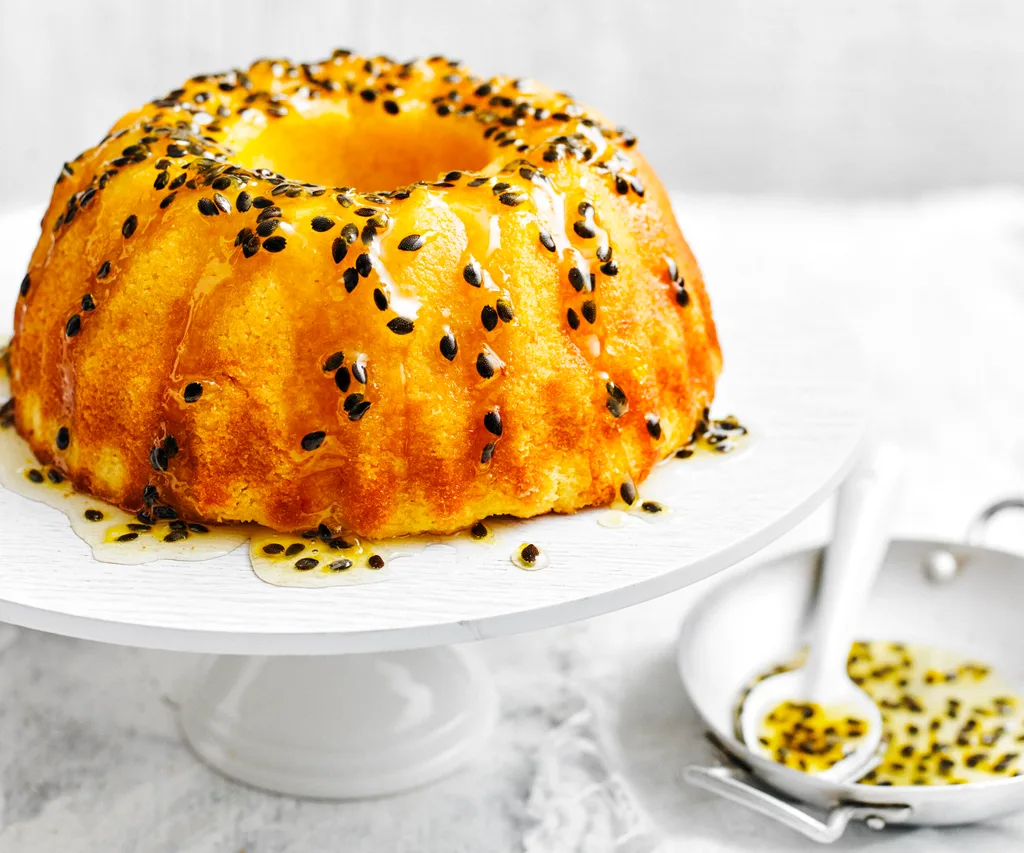 passionfruit and lemon syrup cake