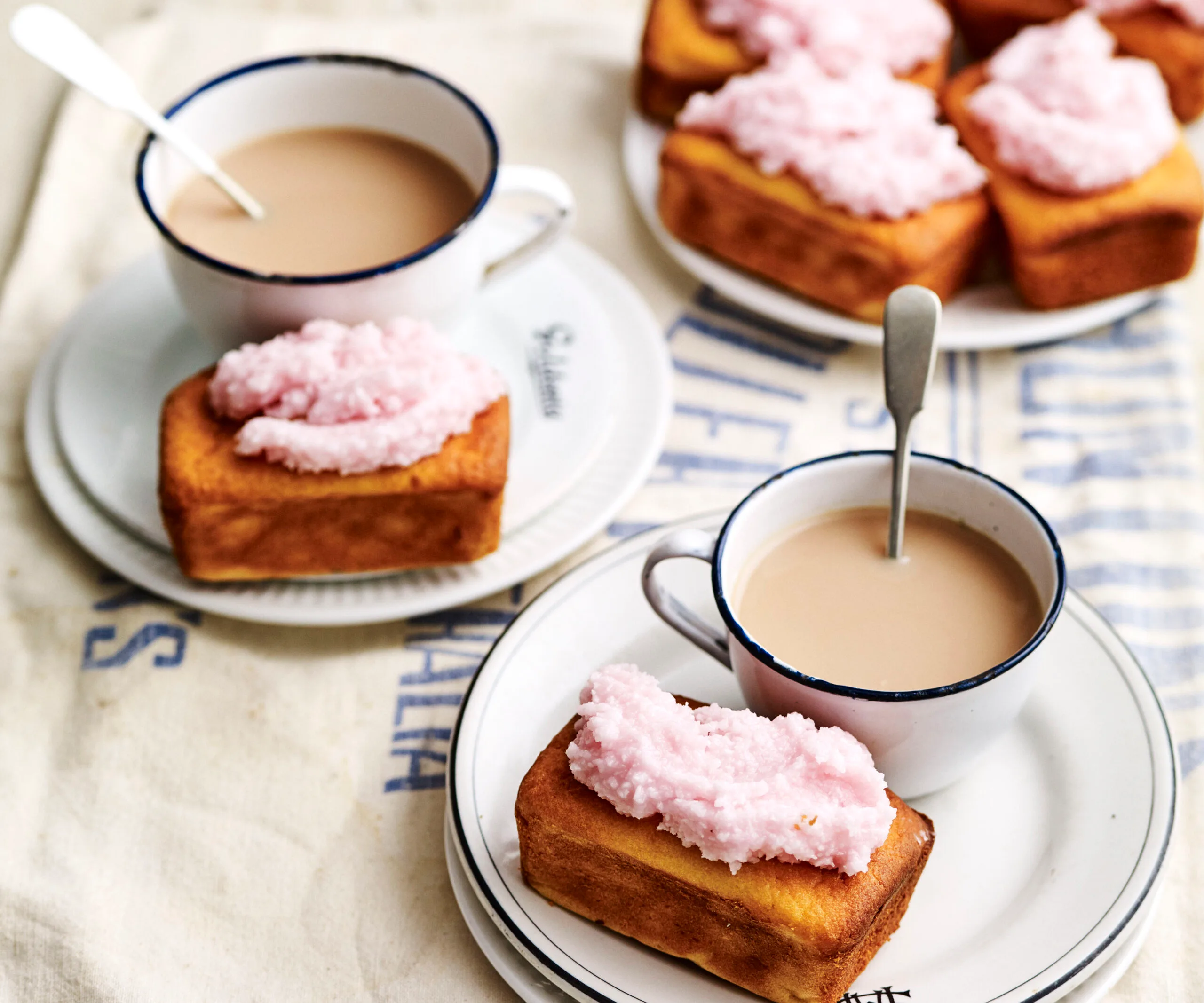 Moist coconut cake with coconut ice frosting
