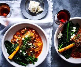 Slow cooker lamb shanks with tomato, chilli and fetta