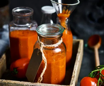 tomato passata in jars