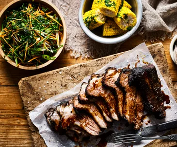Slow cooker Texas-style beef brisket with corn & slaw