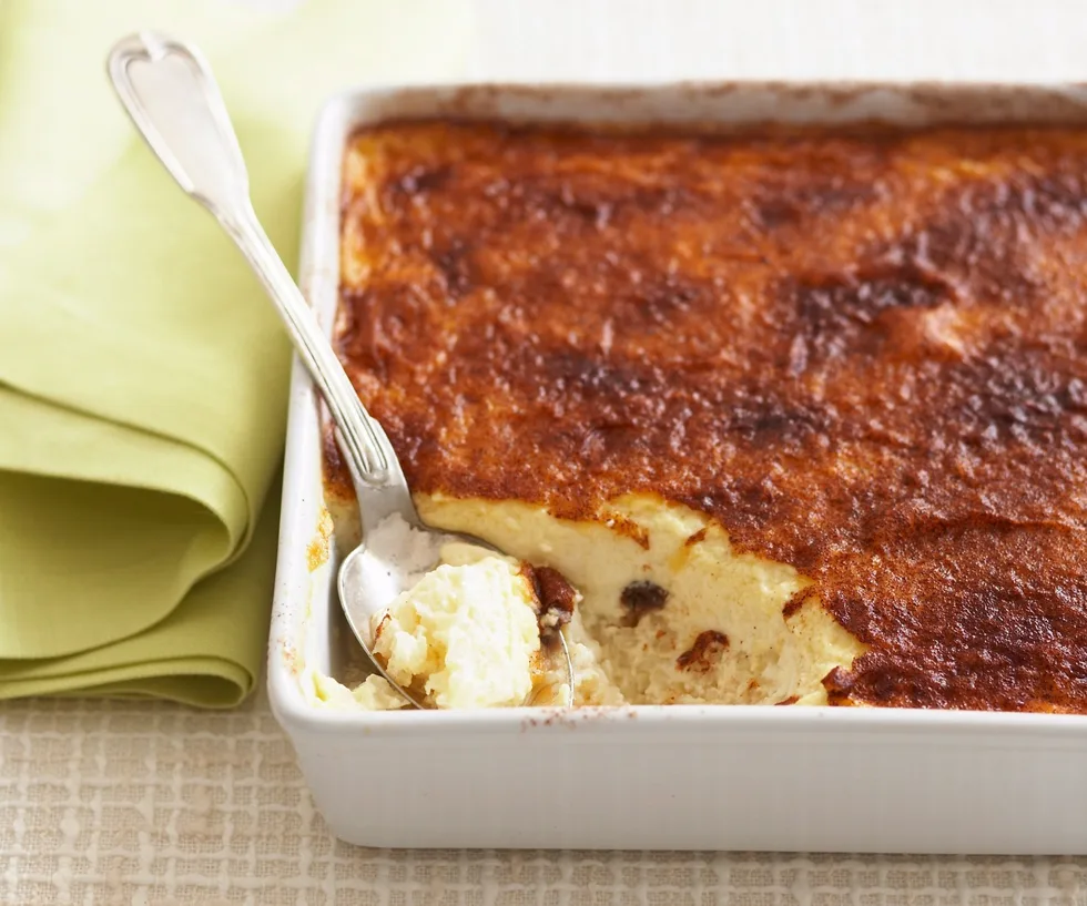 Baked rice custard