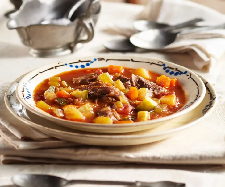 Winter lamb shank and vegetable soup