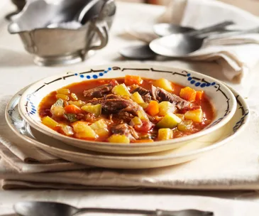 Winter lamb shank and vegetable soup