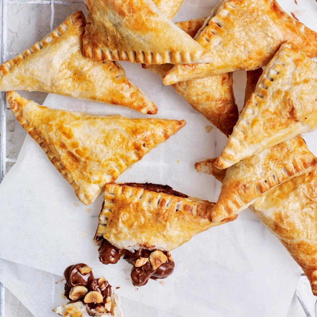 nutella puff pastry turnovers shaped into triangles