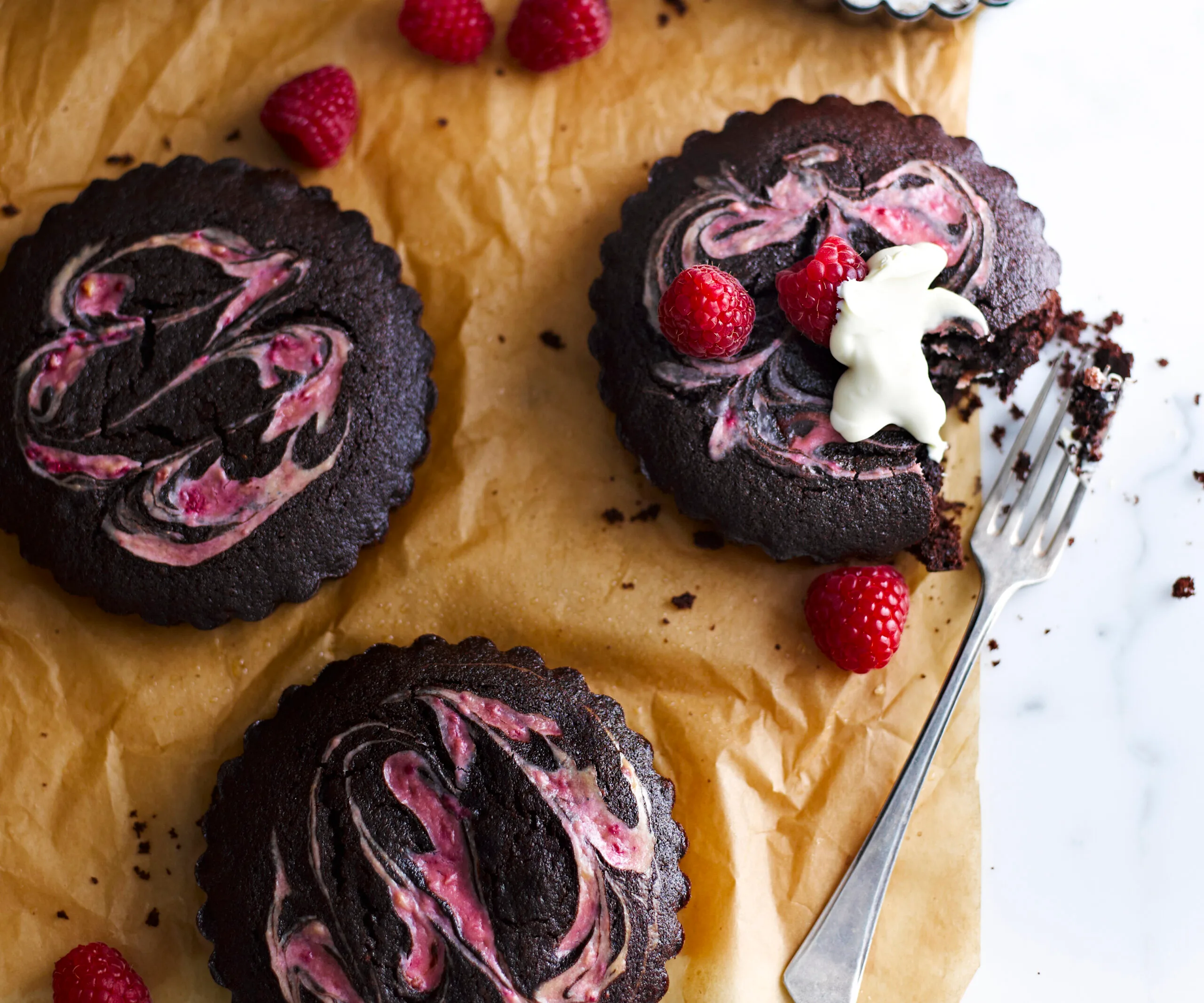 chocolate and raspberry tarts