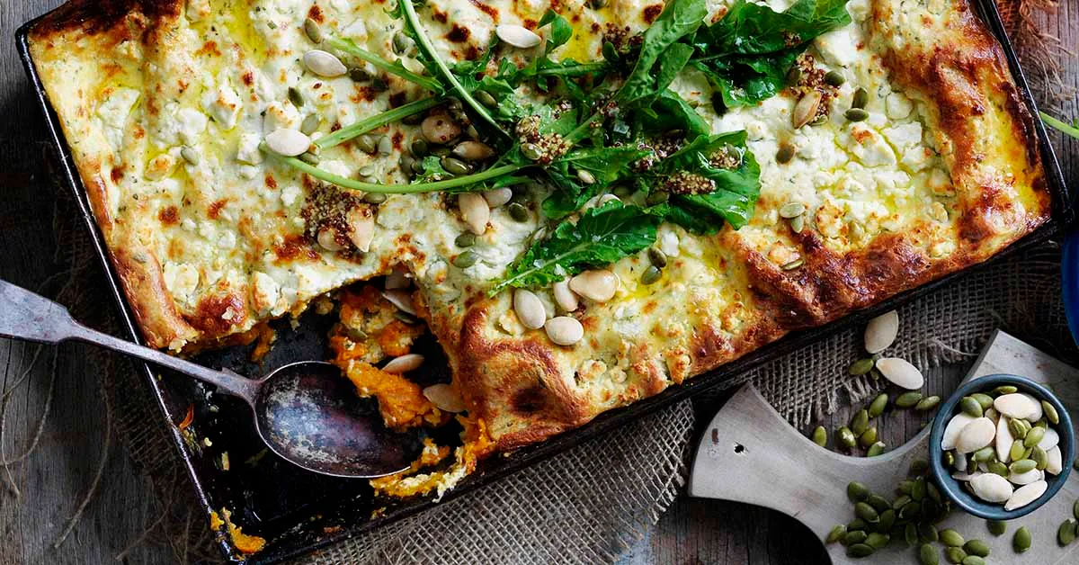 Pumpkin, Ricotta and Goat's Cheese Lasagne