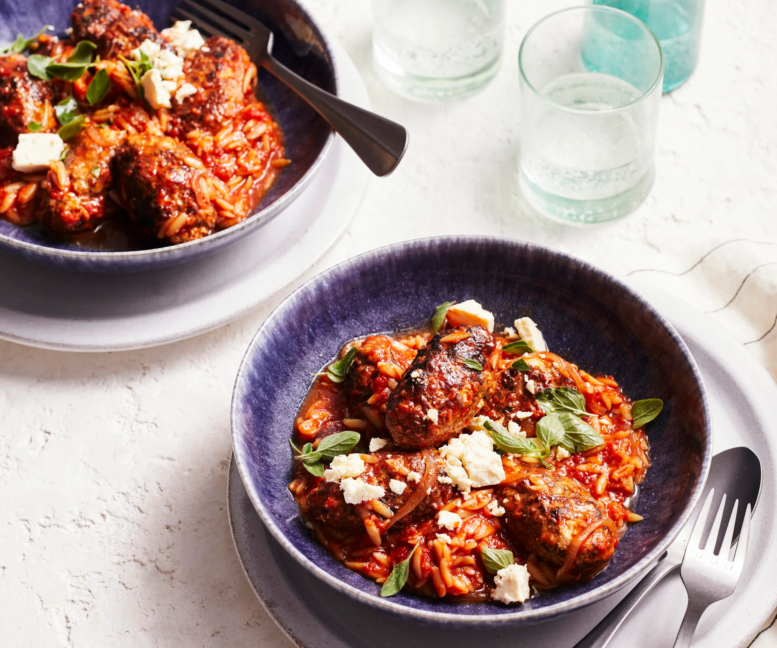 Slow cooker Greek ‘sausages’ with olives and risoni-image