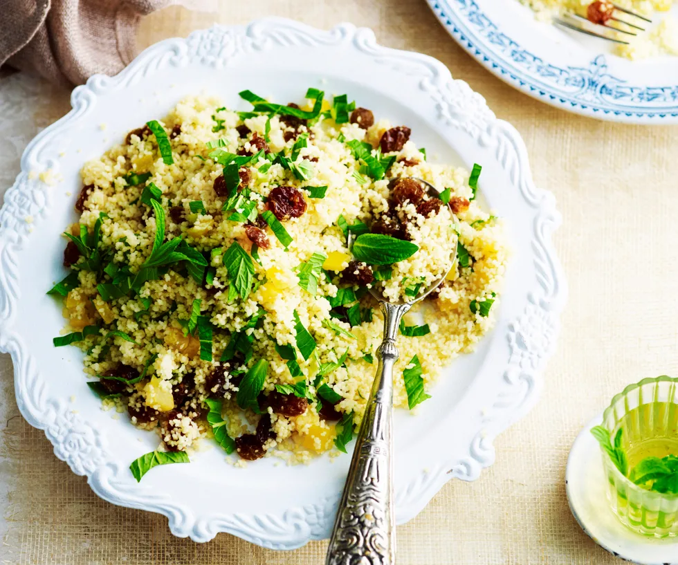 preserved lemon, mint and raisin couscous salad