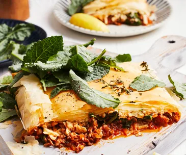 Beef, haloumi and spinach borek