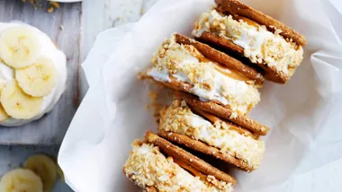 Peanut and honey ice-cream sandwiches is one of our quick and easy dessert recipes