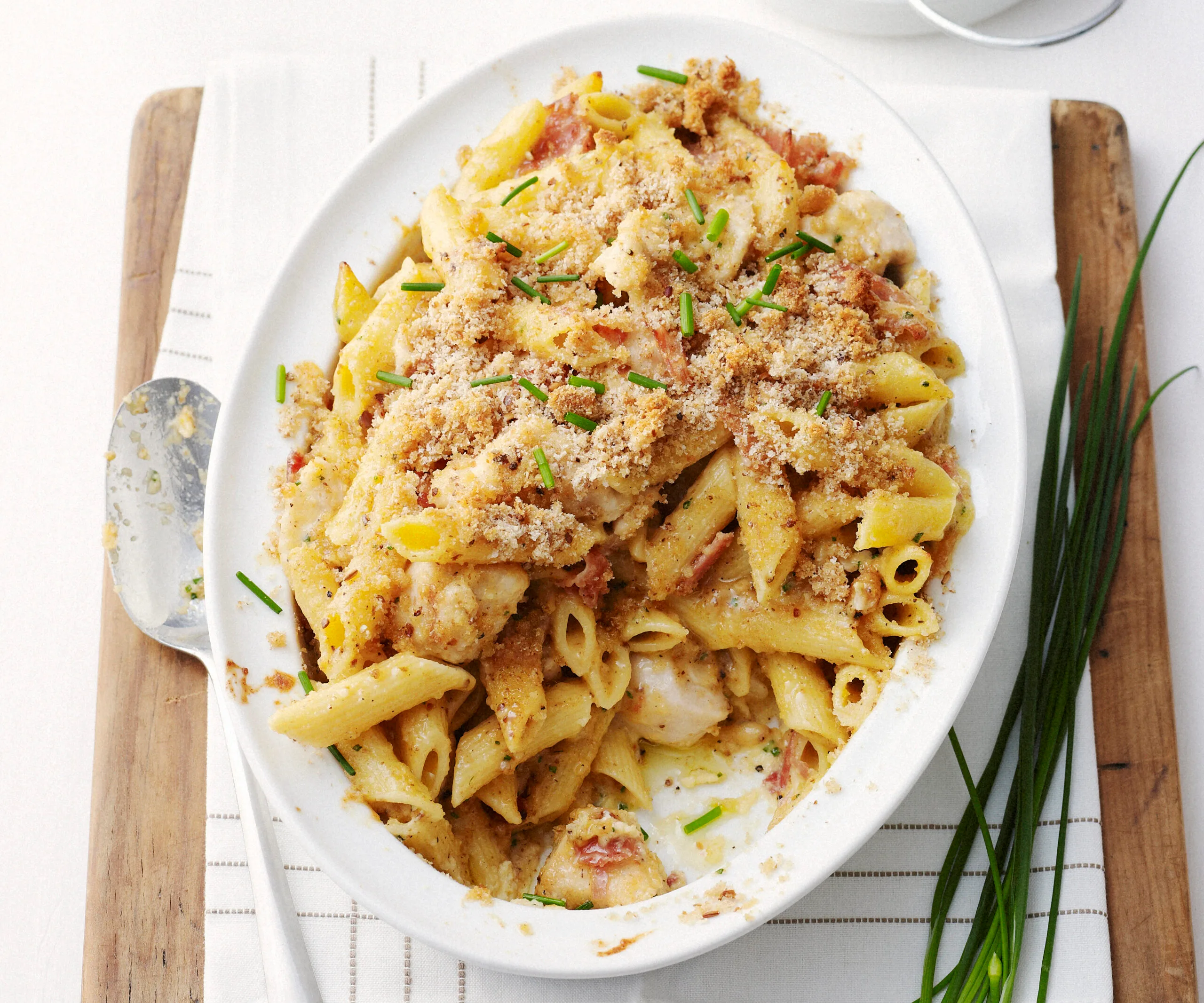 Chicken carbonara pasta bake-image