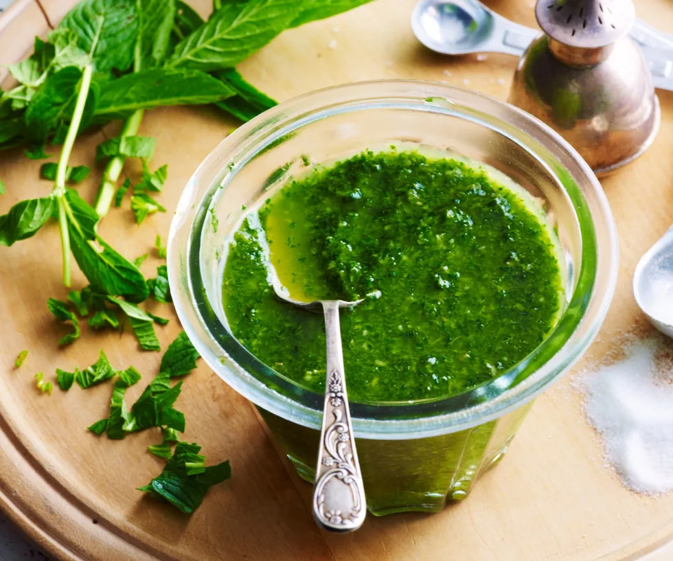 Homemade mint sauce