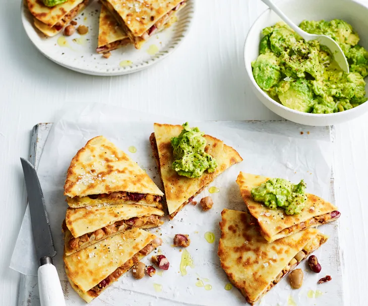 5-ingredient smoky mixed bean quesadillas