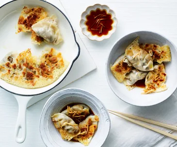 Mixed mushroom pot stickers
