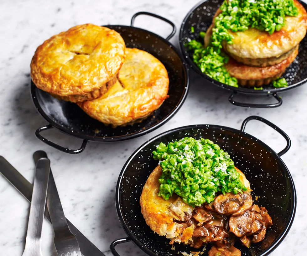 Mushroom pie with minted peas.