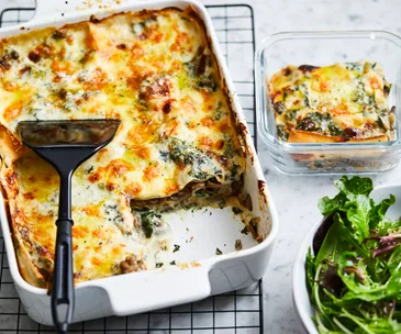 Mushroom and kale lasagne