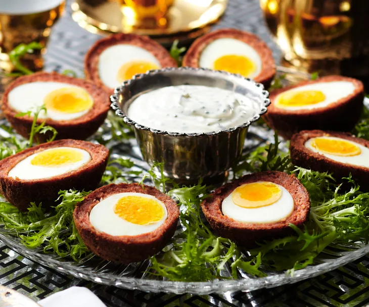 Scotch eggs with herb mayonnaise