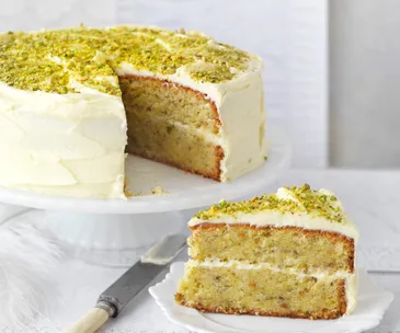 Pistachio and rosewater layer cake