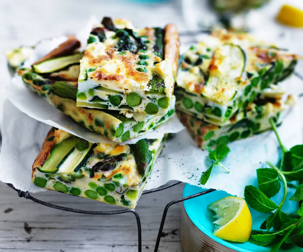 Asparagus and fetta frittata