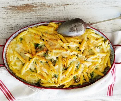 Creamy four-cheese penne