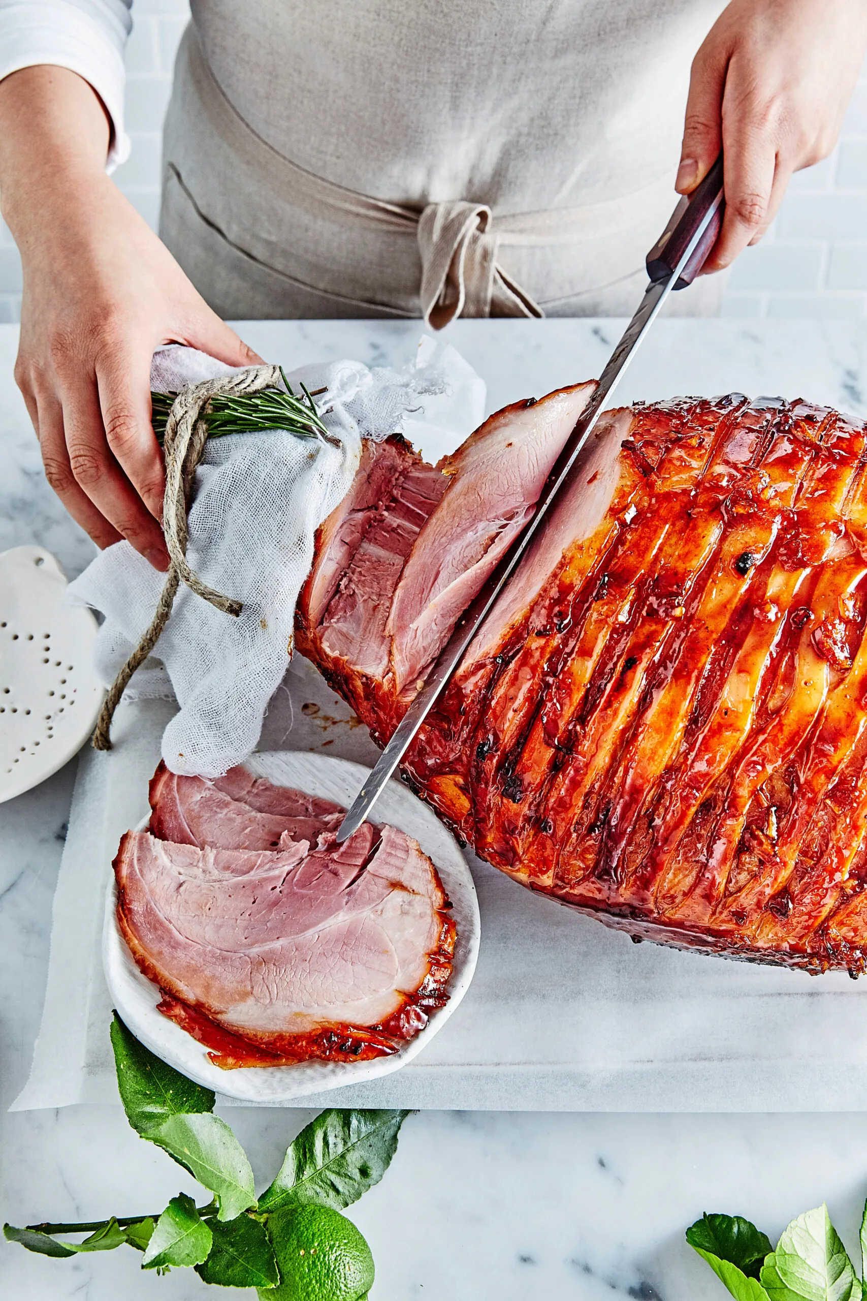 Christmas ham stores better when you only cut what will be eaten on the day.