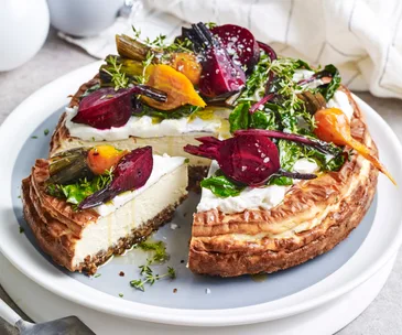 Savoury cheesecake with baby beetroot