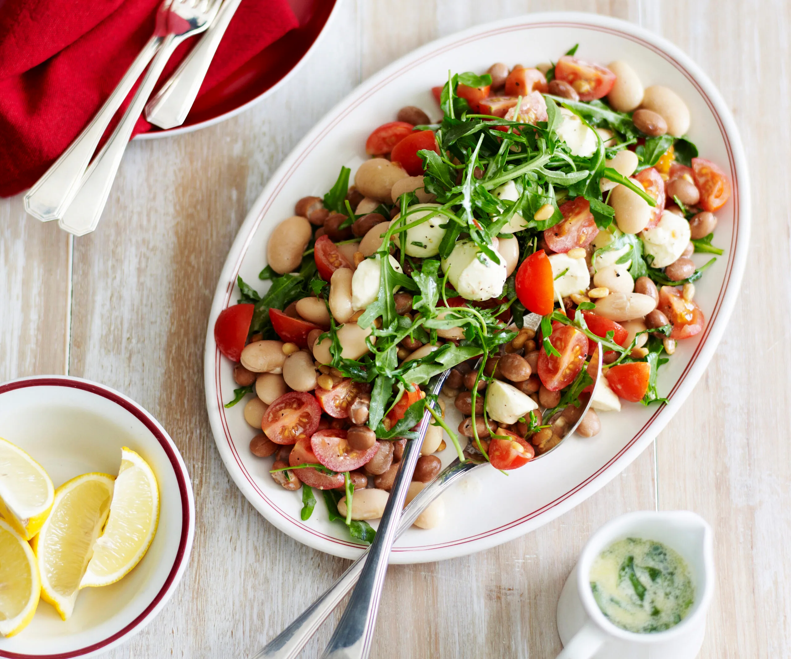 Bean salad with creamy basil dressing-image