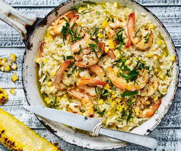 prawn risotto with corn