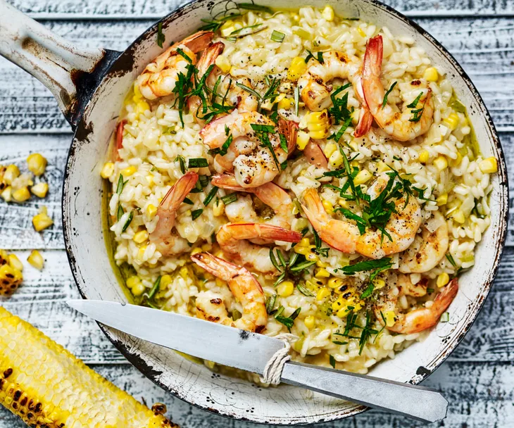 Prawn, rosemary and corn risotto