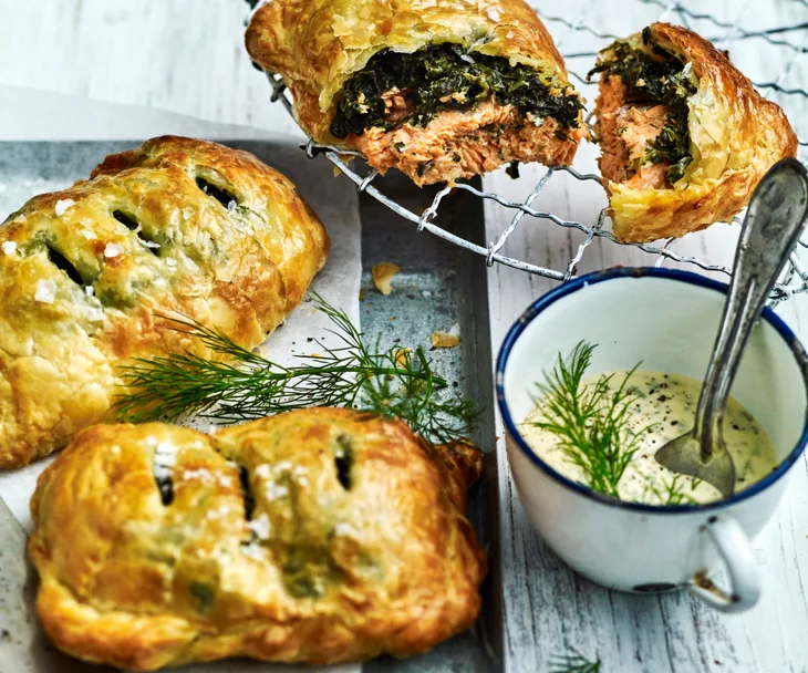 Ocean trout, spinach and mustard hand pies