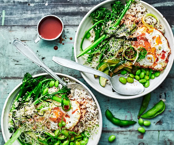 Green vegie bibimbap bowls