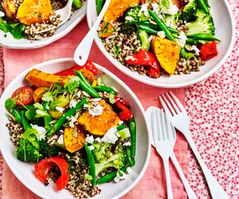 Roast pumpkin, capsicum, lentil and quinoa salad