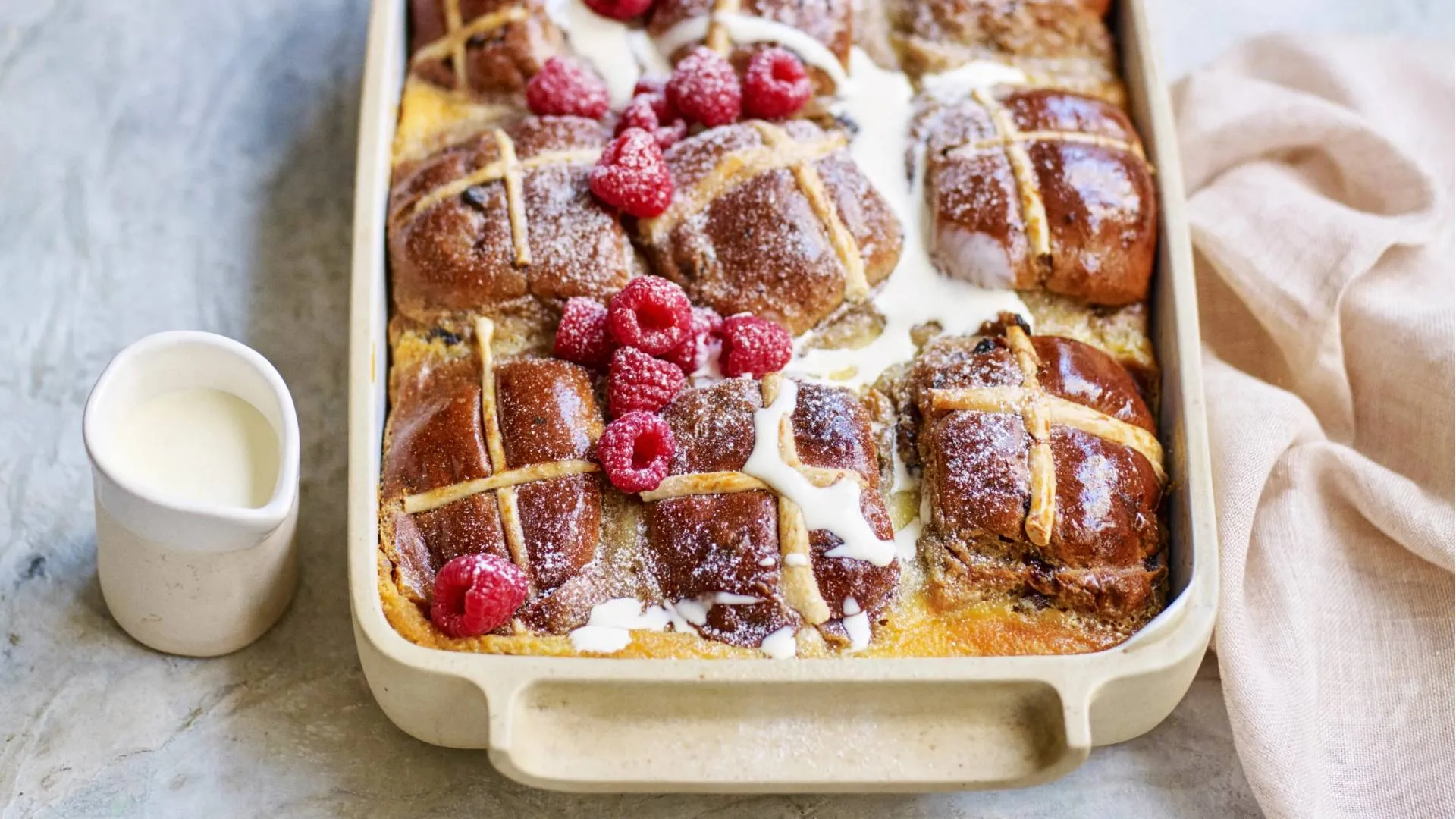 Easter hot cross bun bread and butter pudding recipe