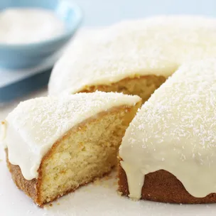 easy orange cake with coconut orange icing