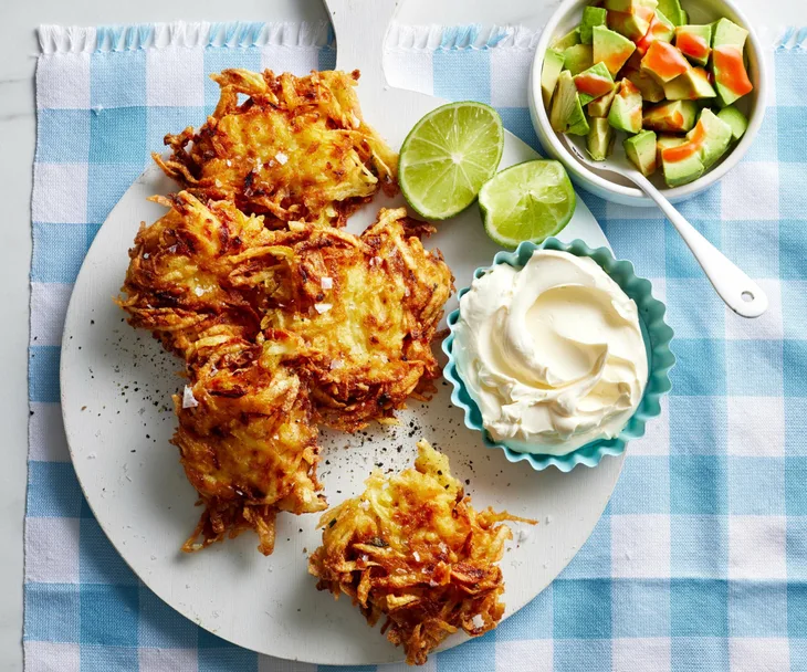 potato fritters on a board