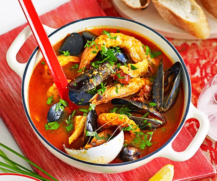 Pot of Julie Goodwin's seafood stew