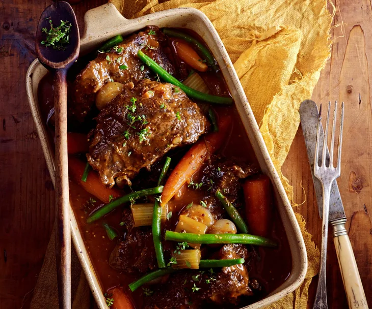 tray of cooked beef cheeks