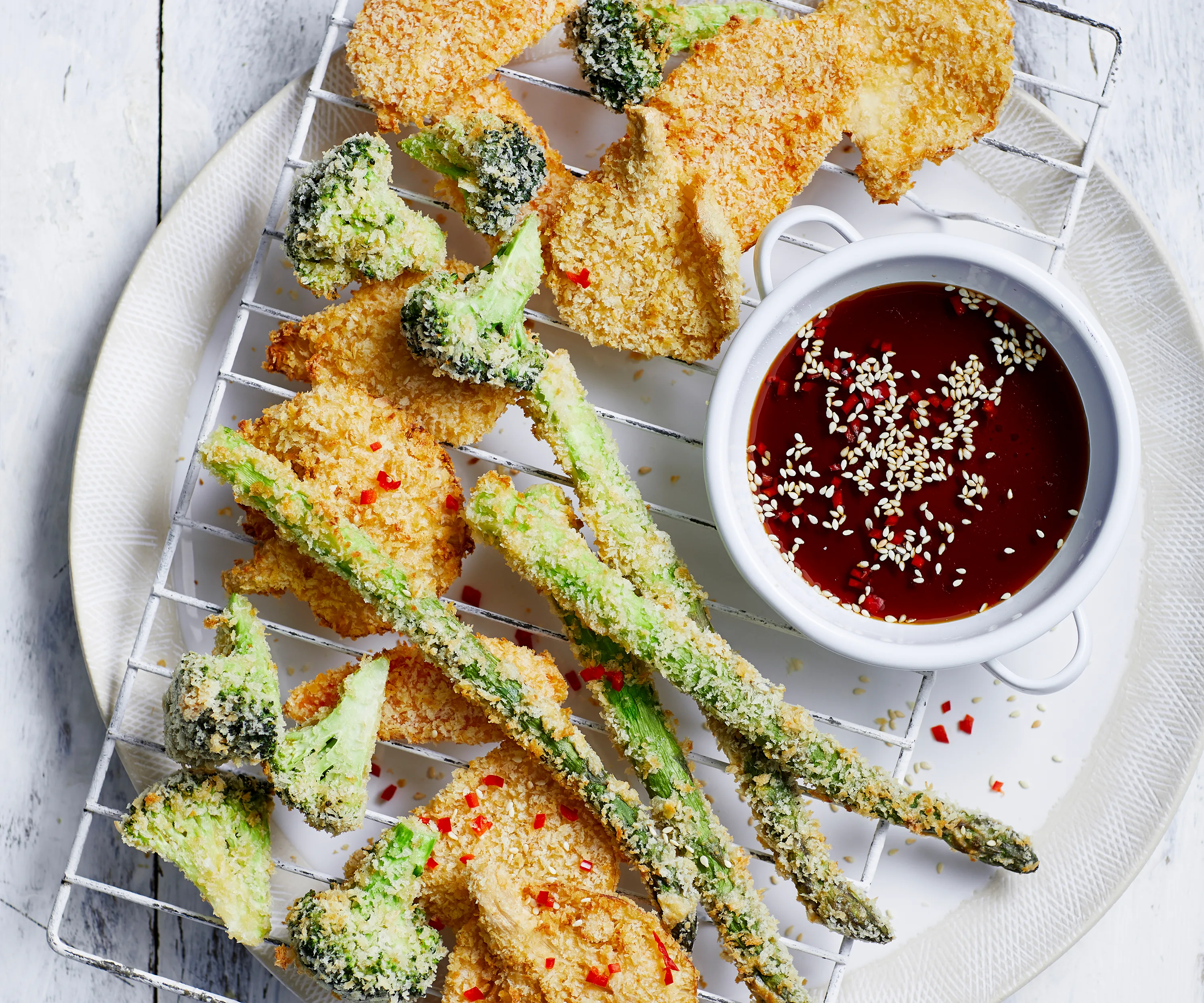 Air fryer Sriracha vegetable tempura-image