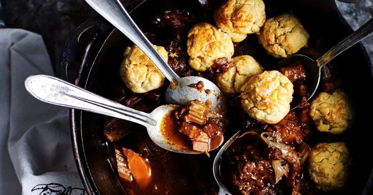 Red Wine Beef Stew with Parmesan Dumplings