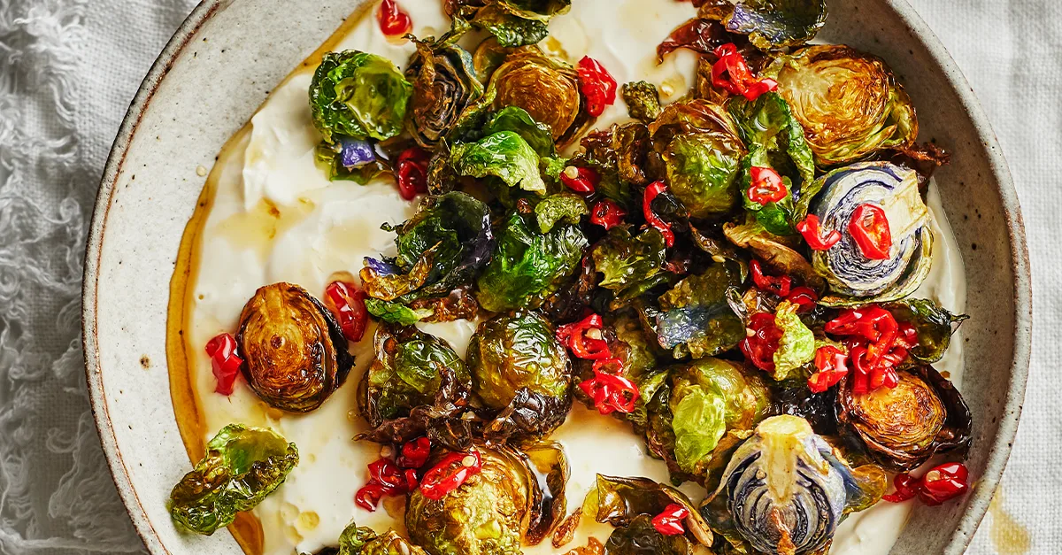 Frizzled Brussels sprouts with chilli honey