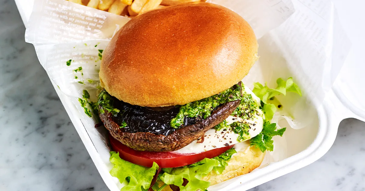 Air fryer mozzarella mushroom burgers | Women's Weekly Food