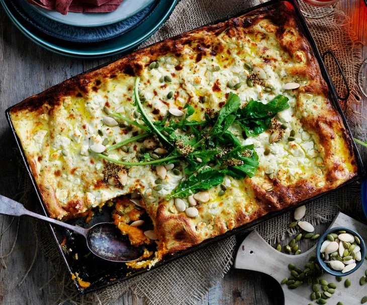 pumpkin and goat's cheese lasagne